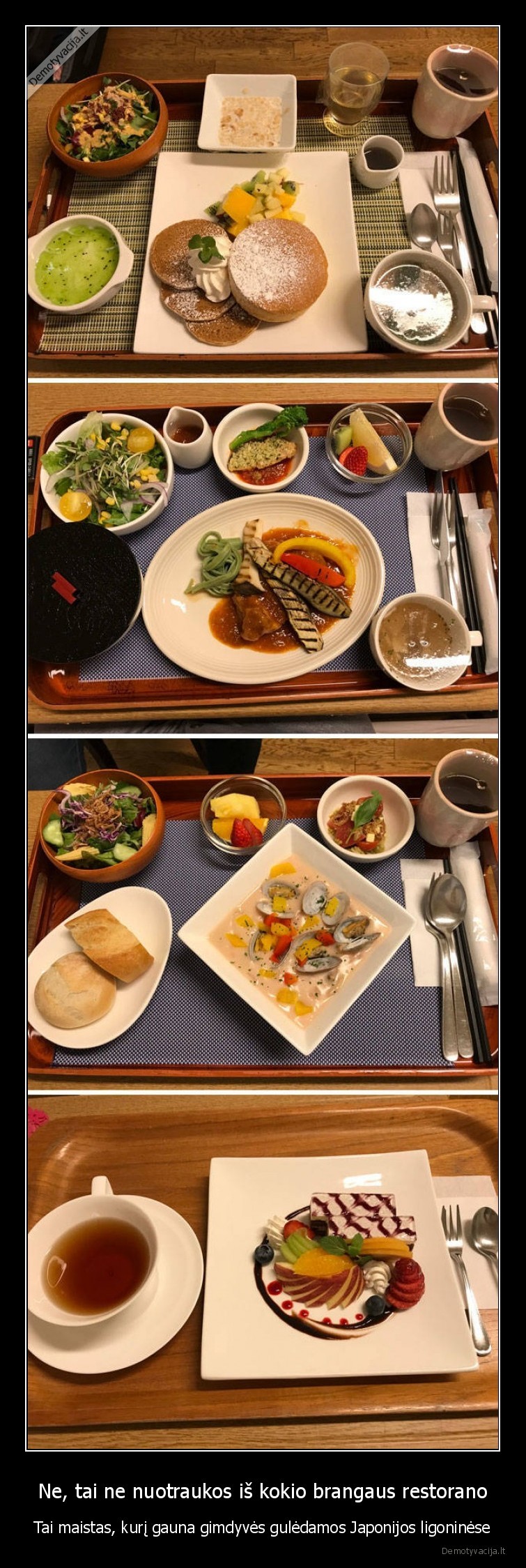 Ne tai ne nuotraukos is kokio brangaus restorano Tai maistas kuri gauna gimdyves guledamos Japonijos ligoninese